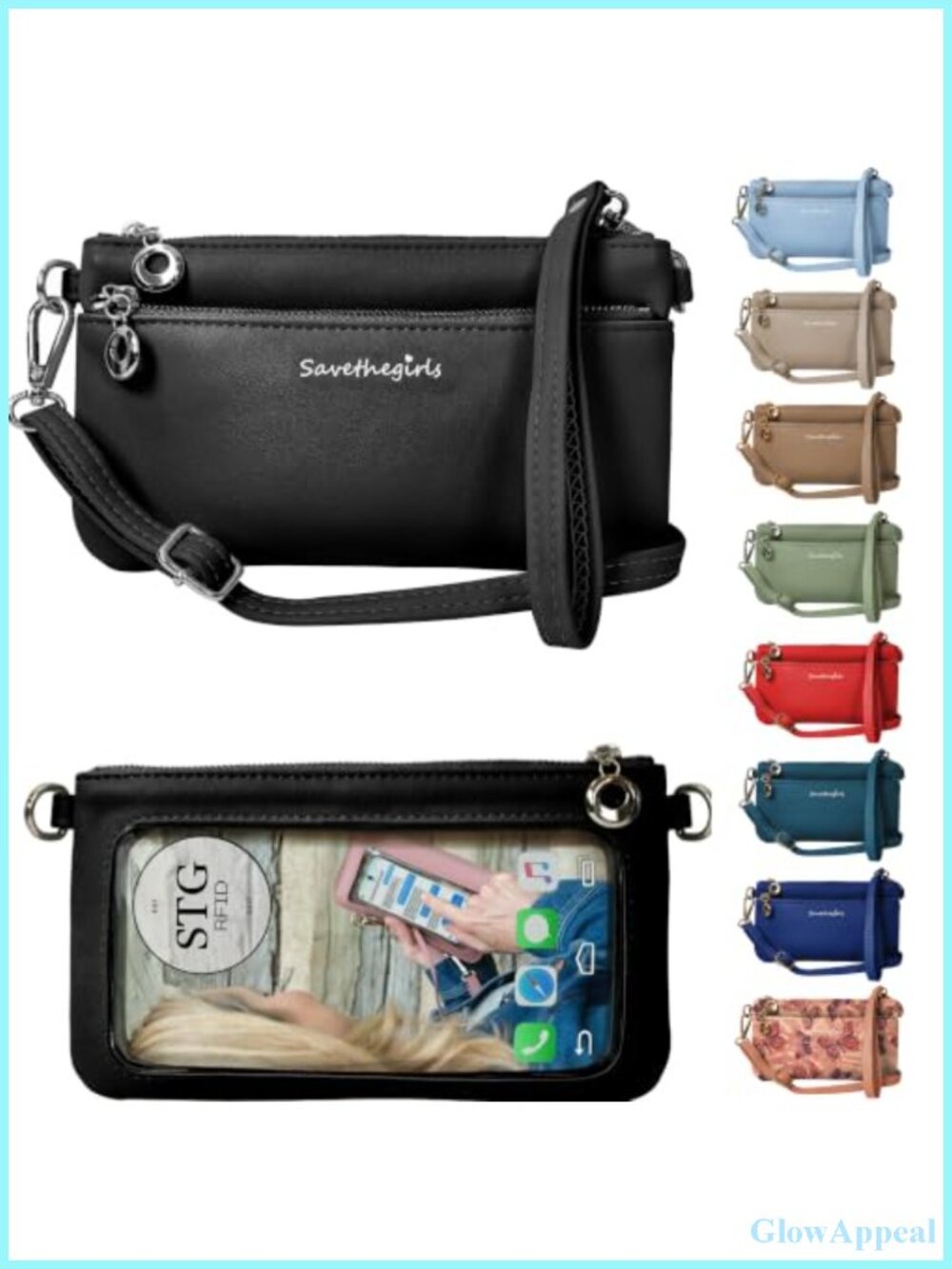 Faux Leather Crossbody Cell Phone Purse Touch Screen Wristlet RFID Wallet